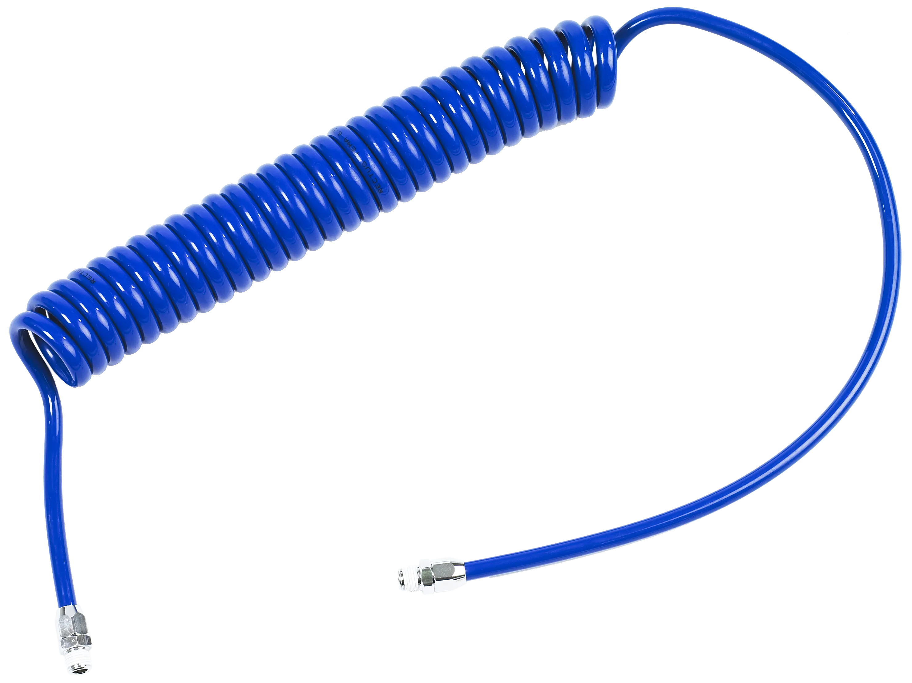 PUR spiralslange blå 6,5/10×7,5/6m, 1/4" koblinger