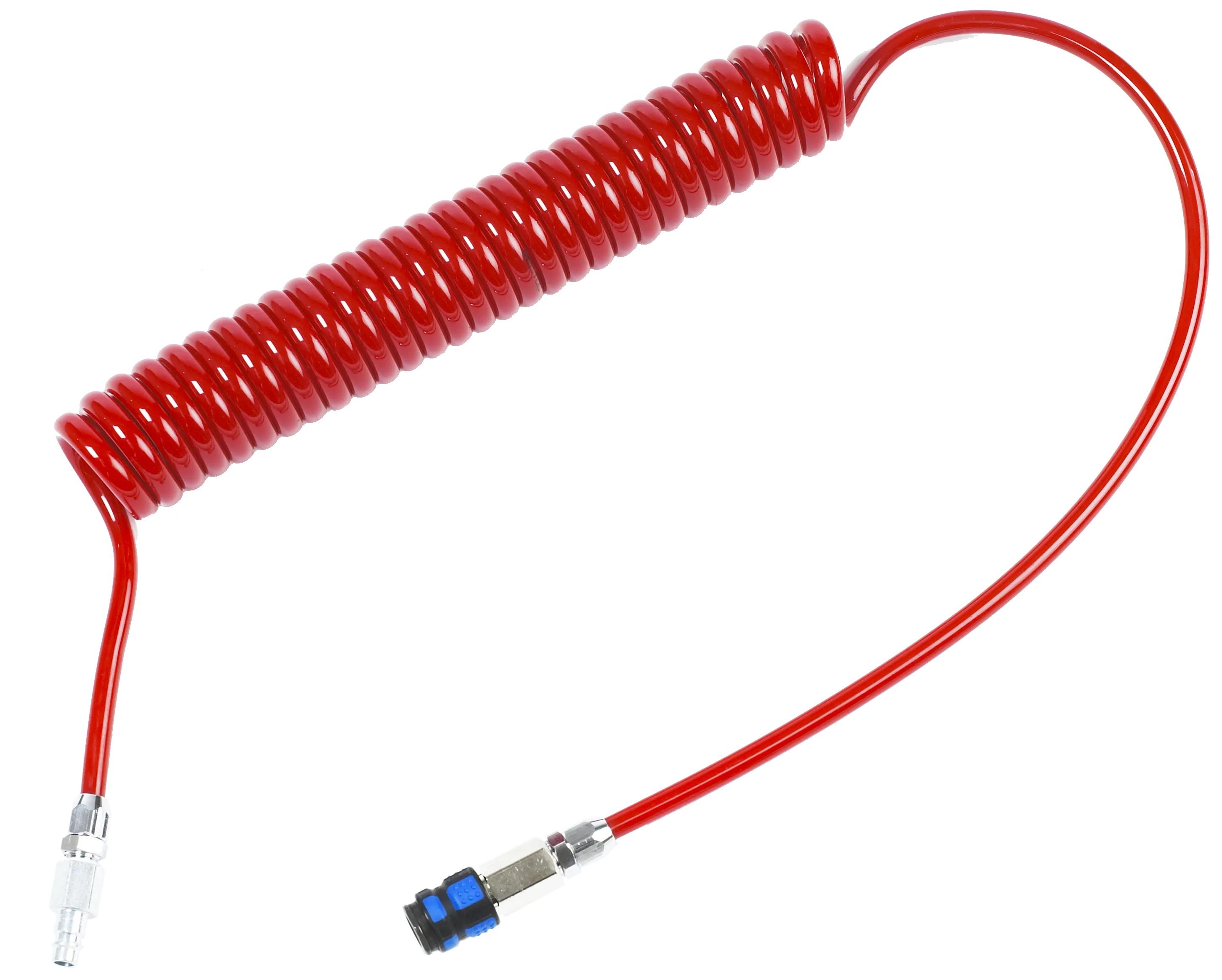 PUR spiralslange rød 8/12mm×7,5/6m, 1625 fittings