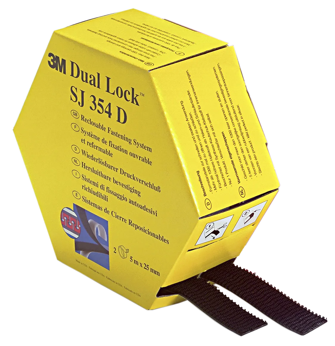 Borrelås Dual Lock TM sort/innendørs 5m