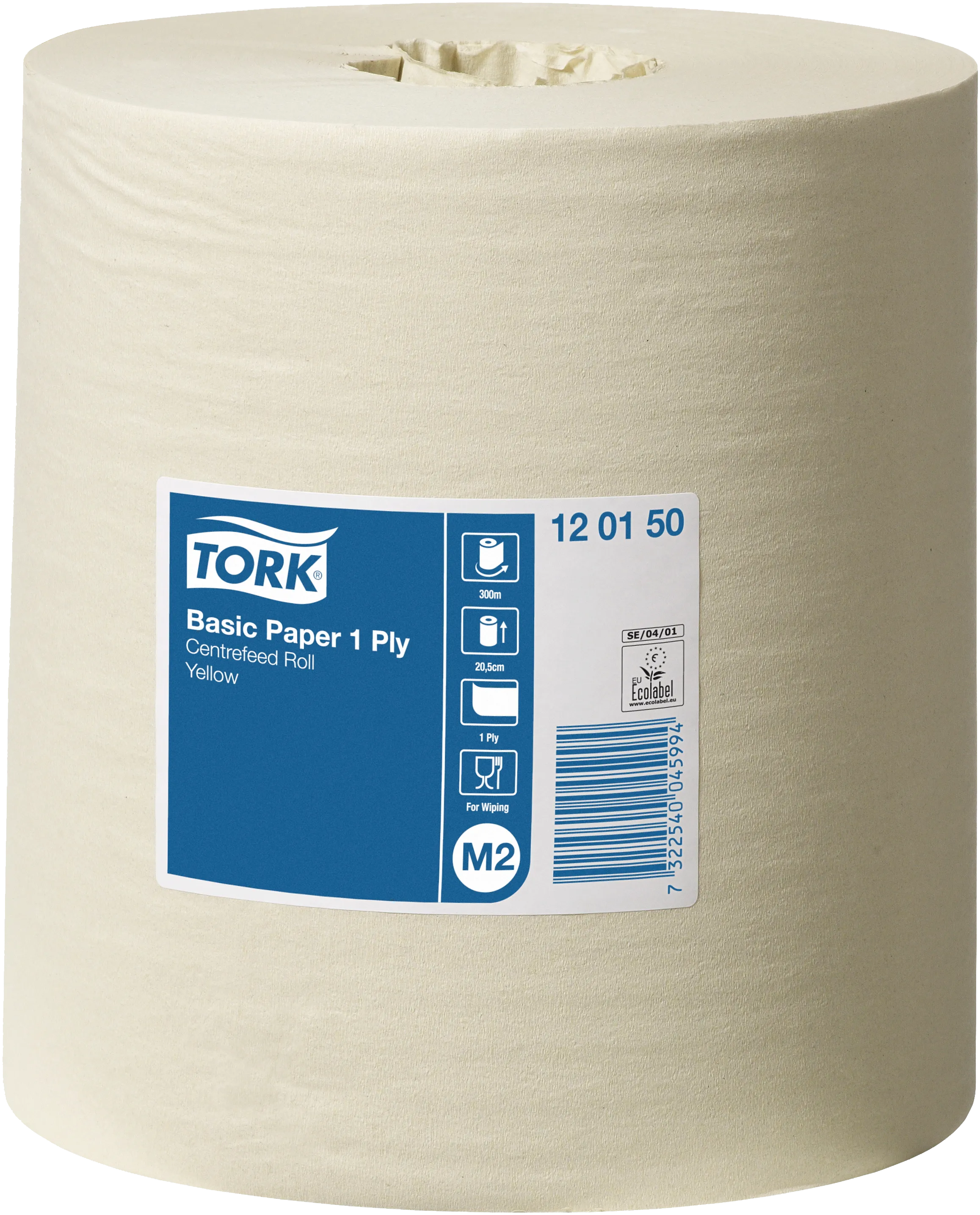 Tork håndklerull Basic M2 gul 300m, 6 ruller