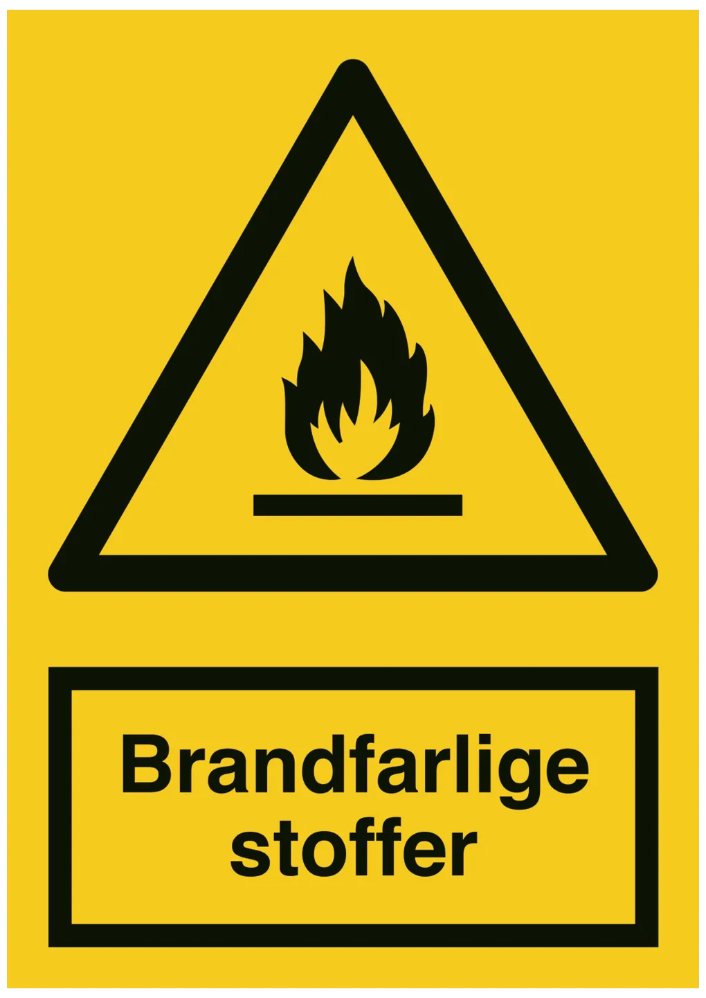 Advarselsskilt plast A4 'Brannfarlige stoffer'