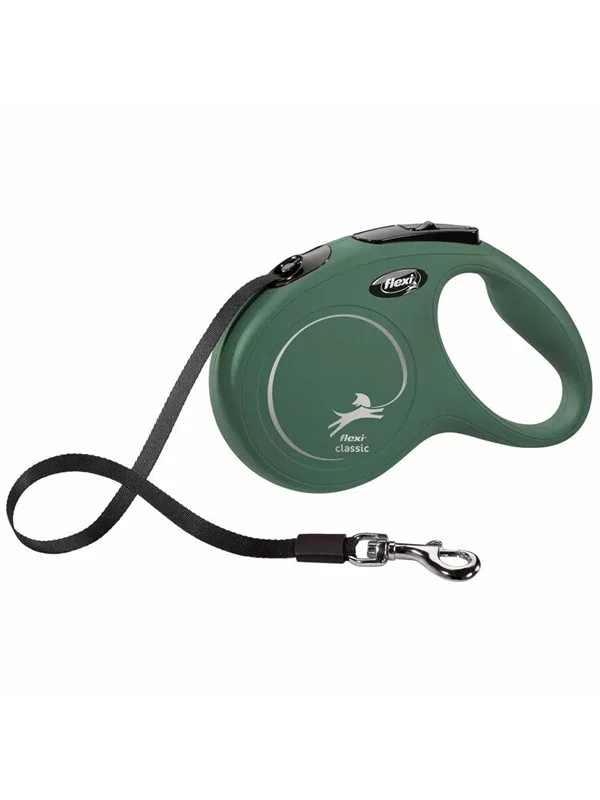Flexi - Koppel New Classic - M - 5m Band - Olive - <25 kg