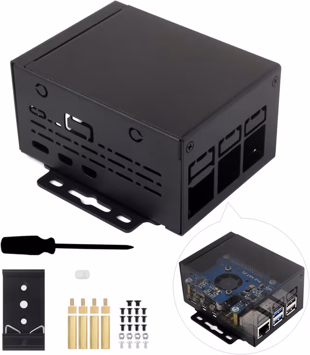 Waveshare industrielt metallkabinett (D) for Raspberry Pi 5