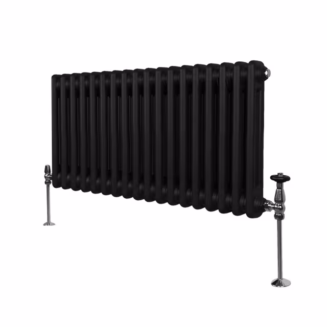 Tradisjonell Horisontal 2-søylet Radiator - 300 x 832 mm - Svart