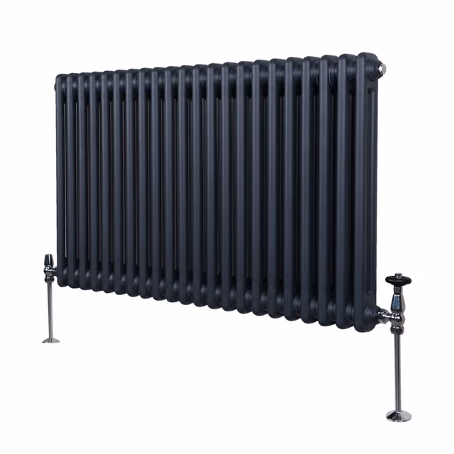 Tradisjonell horisontal 2-søylet radiator - 600 x 1012 mm - Antrasittgrå