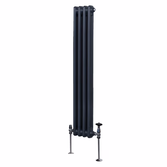 Tradisjonell vertikal 2-søylet radiator - 1500x 202mm - Antrasittgrå
