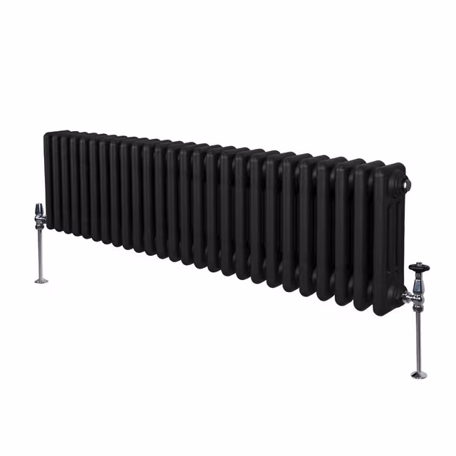 Tradisjonell horisontal 3-kolonne radiator - 300 x 1192 mm - Svart