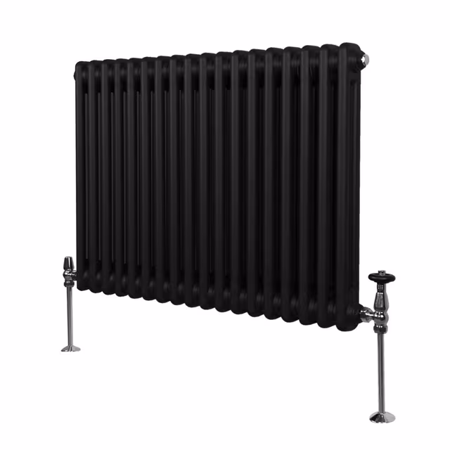 Tradisjonell horisontal 2-søylet Radiator - 600 x 832 mm - Sort