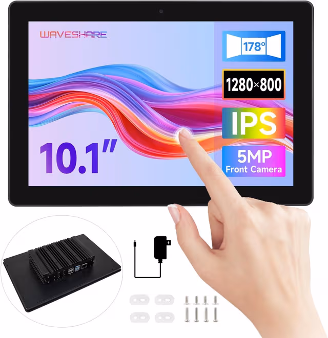 Waveshare industriell HMI alt-i-ett 10,1"" berøringsskjerm, kompatibel med Raspberry Pi 4 (inkludert), støtter dobbel 4K HDMI-utgang