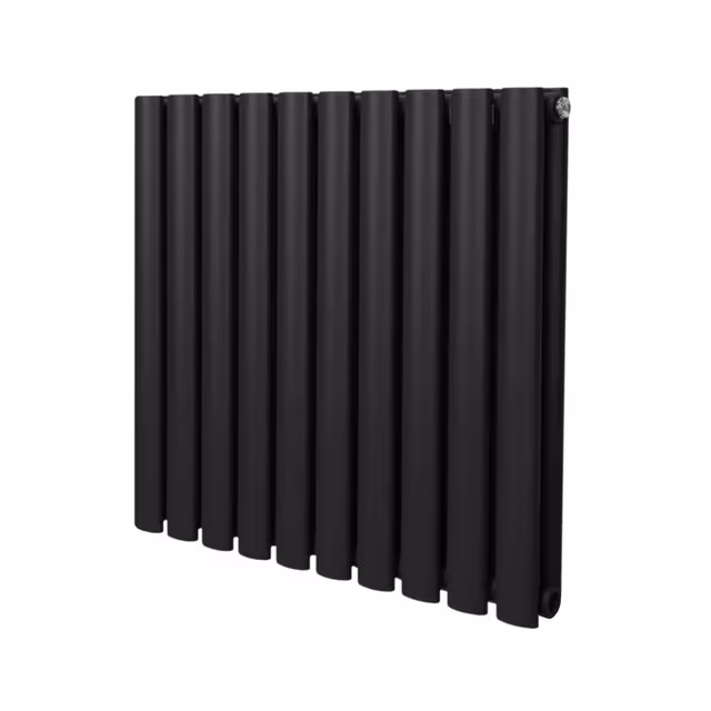 Oval søyle radiator - 600mm x 600mm - Sort