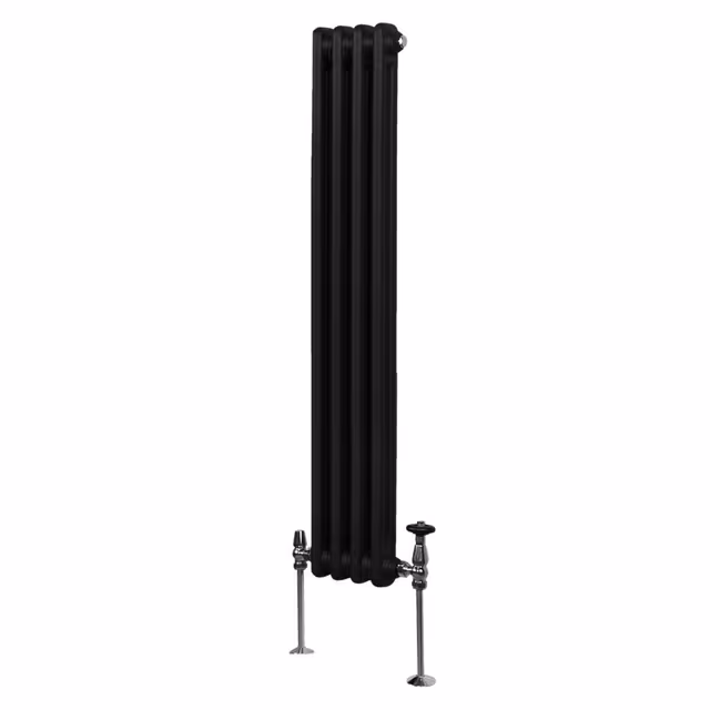 Tradisjonell Vertikal 2-søylet Radiator - 1500x 202mm - Svart