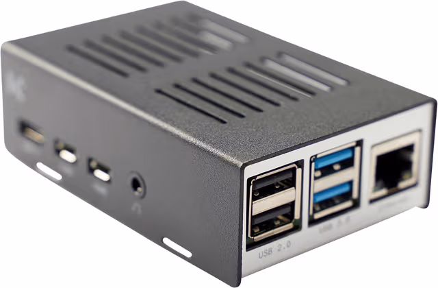 Raspberry Pi 4 Chassi kabinett (sort/sølv)