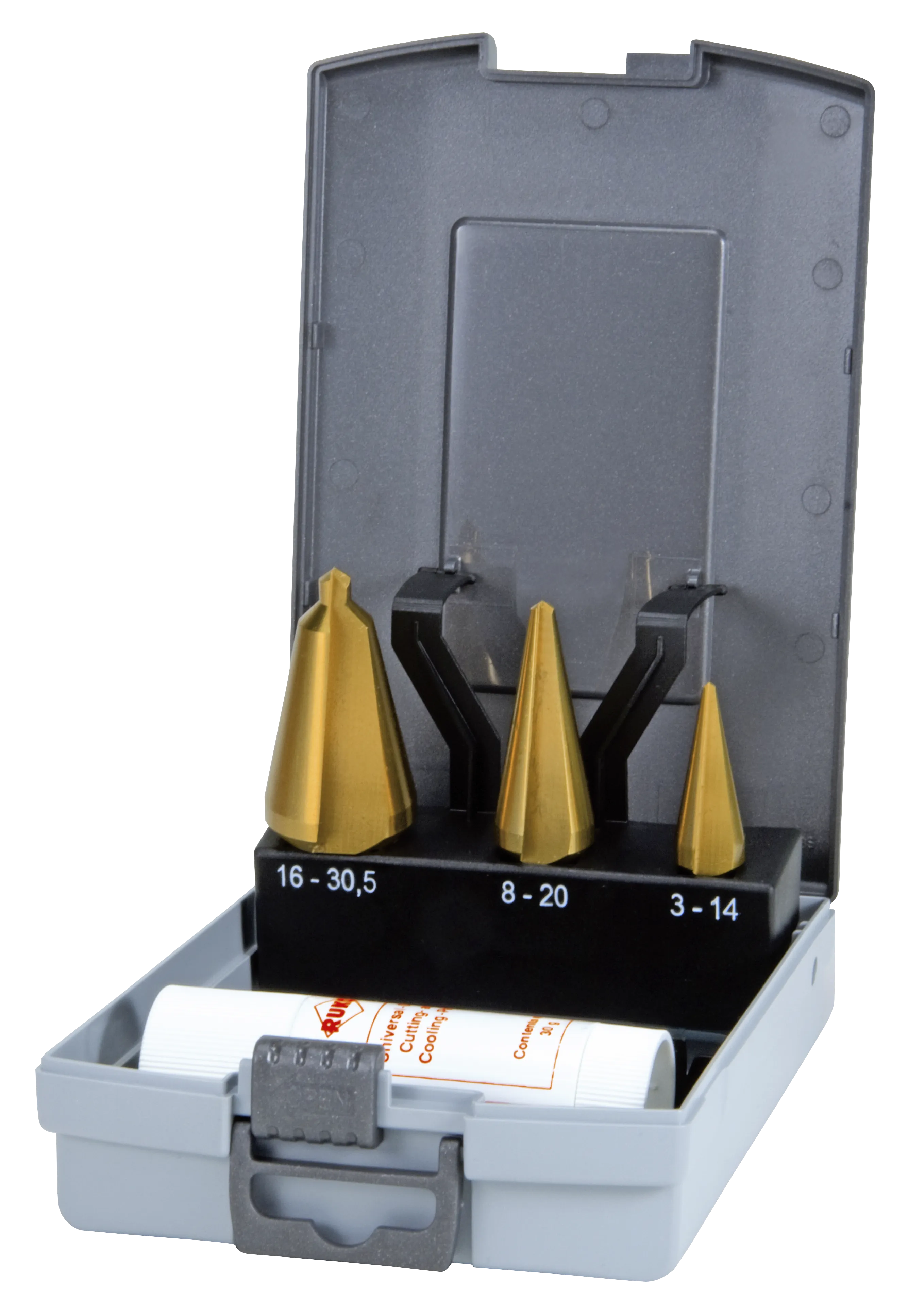 Plateborsett HSS-TiN 1-2-3 plastboks