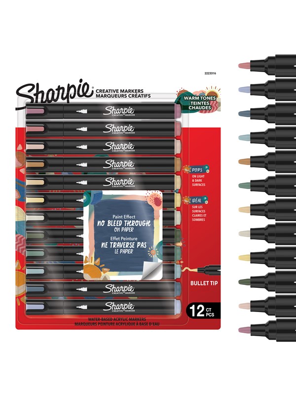 Sharpie Creative Acrylic Marker Warm Tones Bullet tip 12-Blister