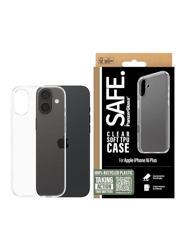 SAFE by PanzerGlass TPU Case iPhone 16 Plus | Transparent