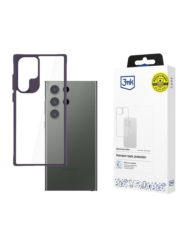 3mk Satin Armor Case+ Purple for Samsung Galaxy S24 Ultra - Transparent