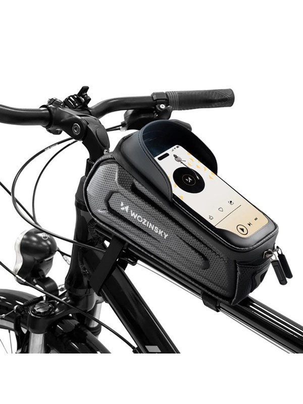 Wozinsky bicycle bag for the frame armored with a phone pocket 1.7 l - black