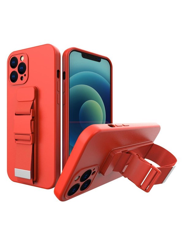 Hurtel Rope Case Silicone Cover with Lanyard Purse Lanyard Strap for Redmi Note 11 Pro Red