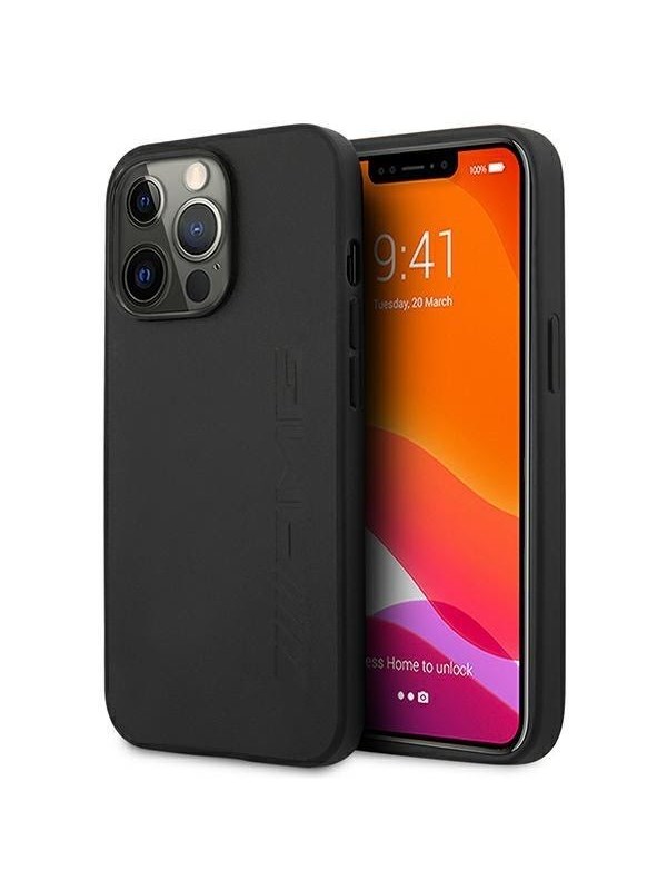 Mercedes AMG Leather Hot Stamped Case for iPhone 14 Pro - Black