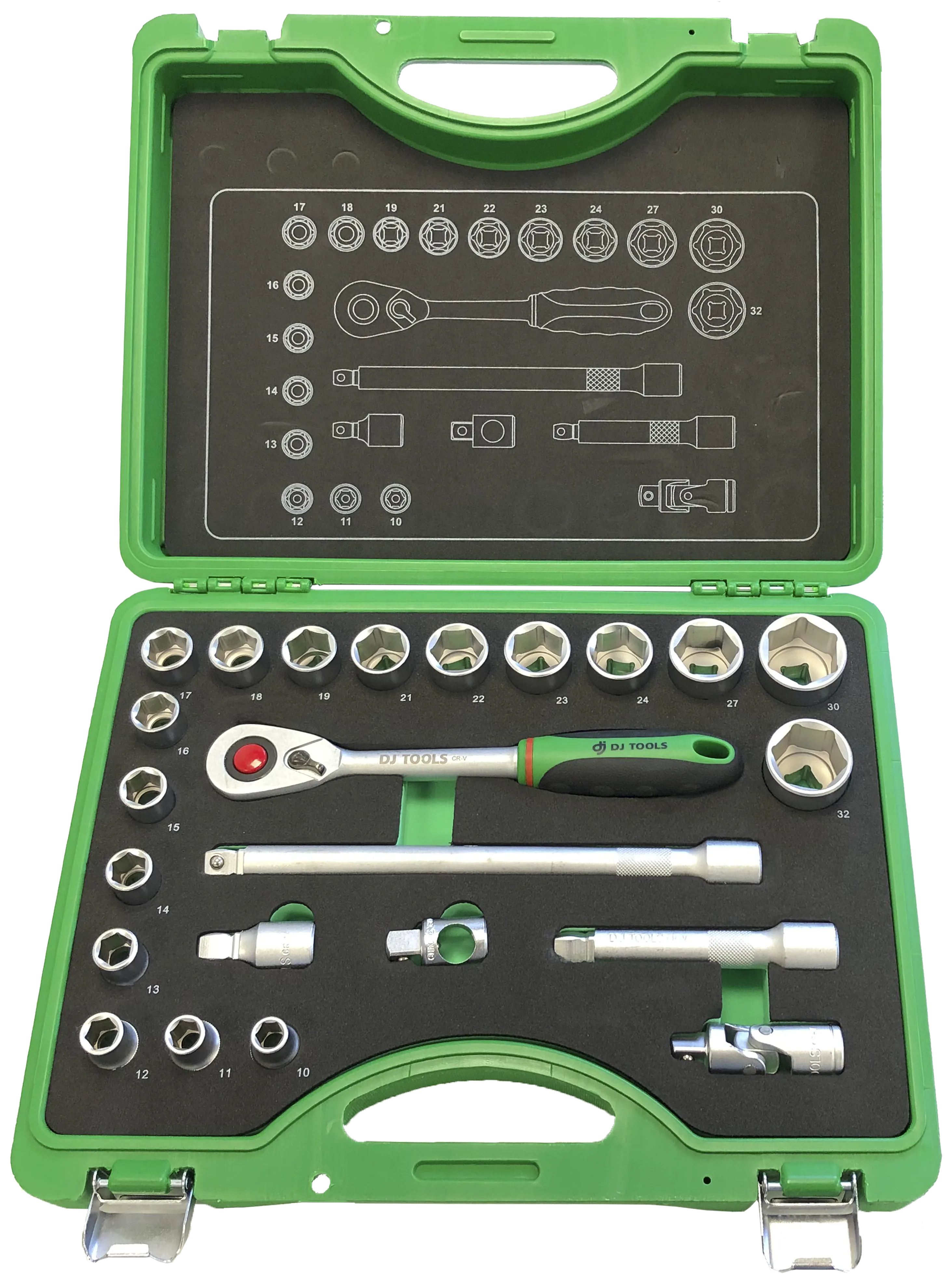 DJ TOOLS topnøkkelsett 1/2" 23 deler