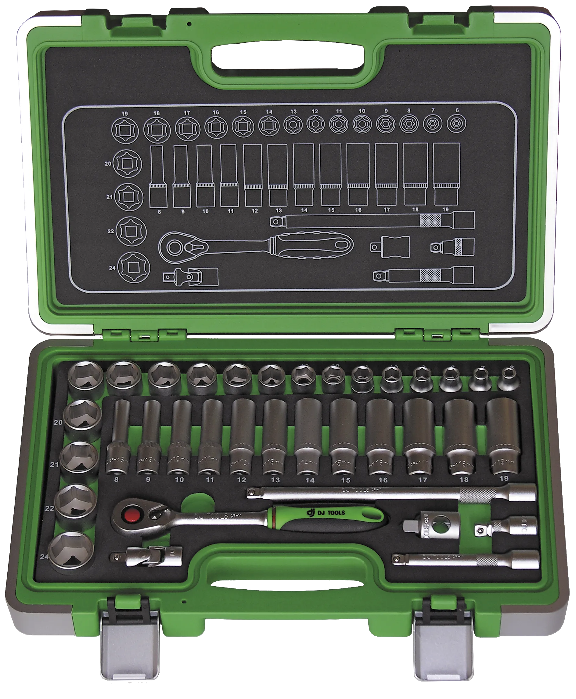 DJ TOOLS pipenøkkelsett 3/8" 36 deler