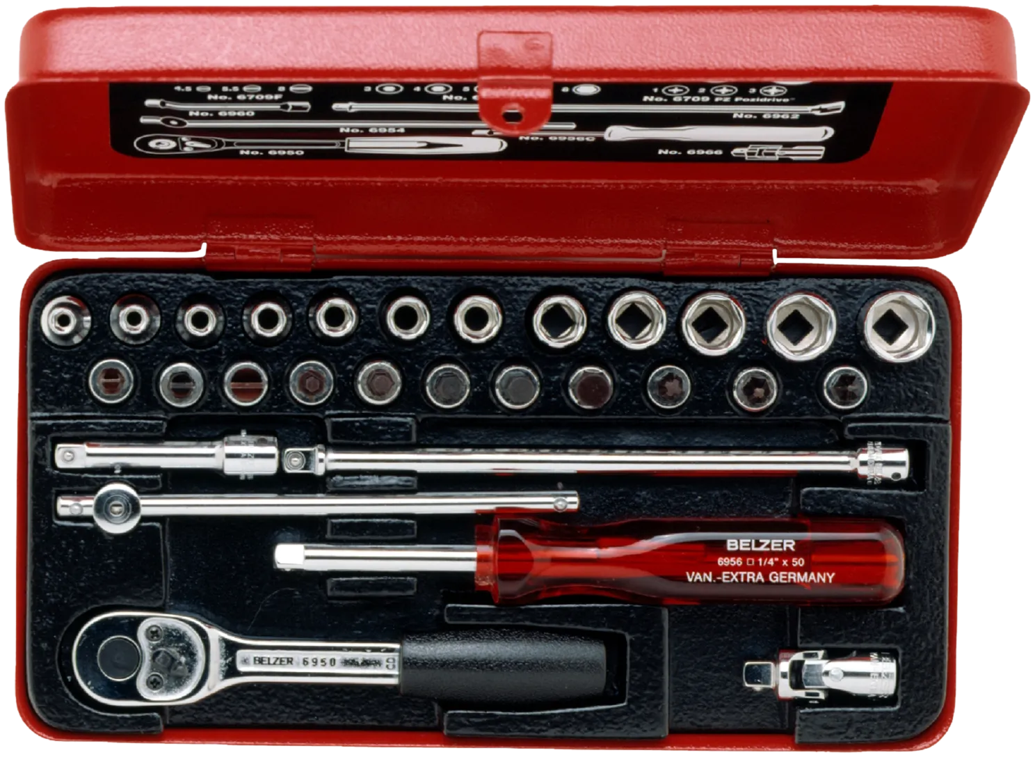 Topnøkkelsett tommer 1/4" firk. 6715PZ