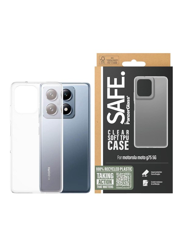 SAFE. by PanzerGlass TPU Case Transparent Moto G75 5G | Ultra-Wide Fit