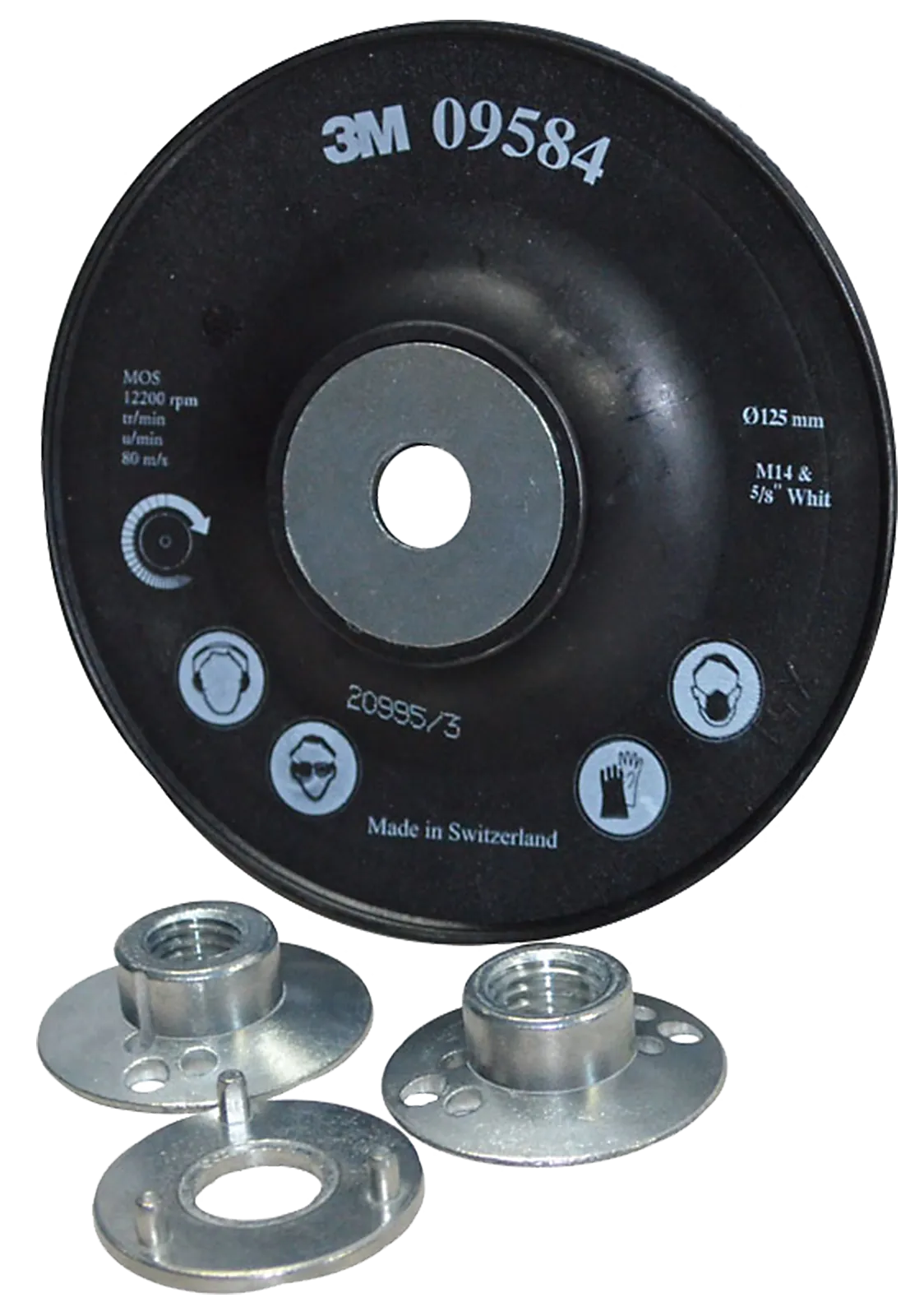Bakplate ventilert M14 sort 125×22mm