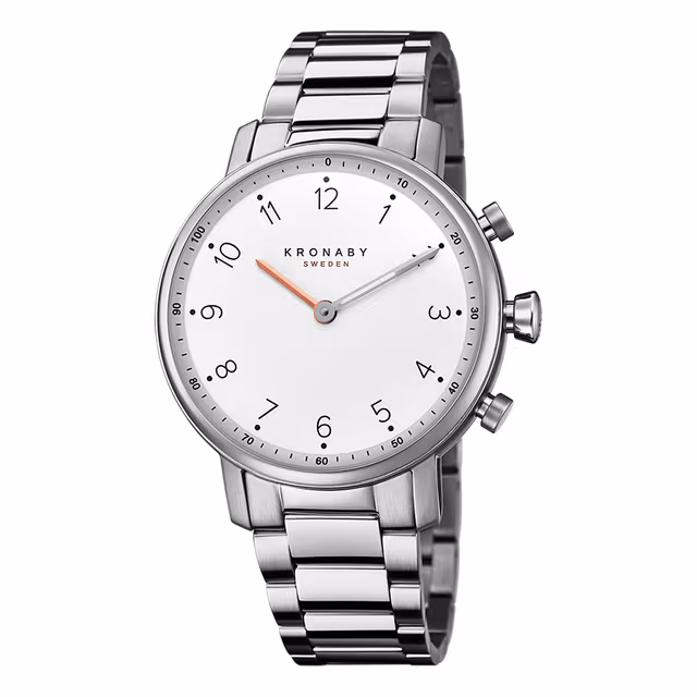 Kronaby Hybrid Smartklokke Nord 38mm Stål Hvit skive