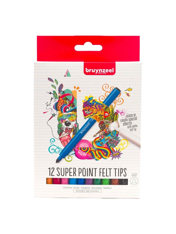 Bruynzeel Super Point Felt-Tip Pen Set 12 Colors