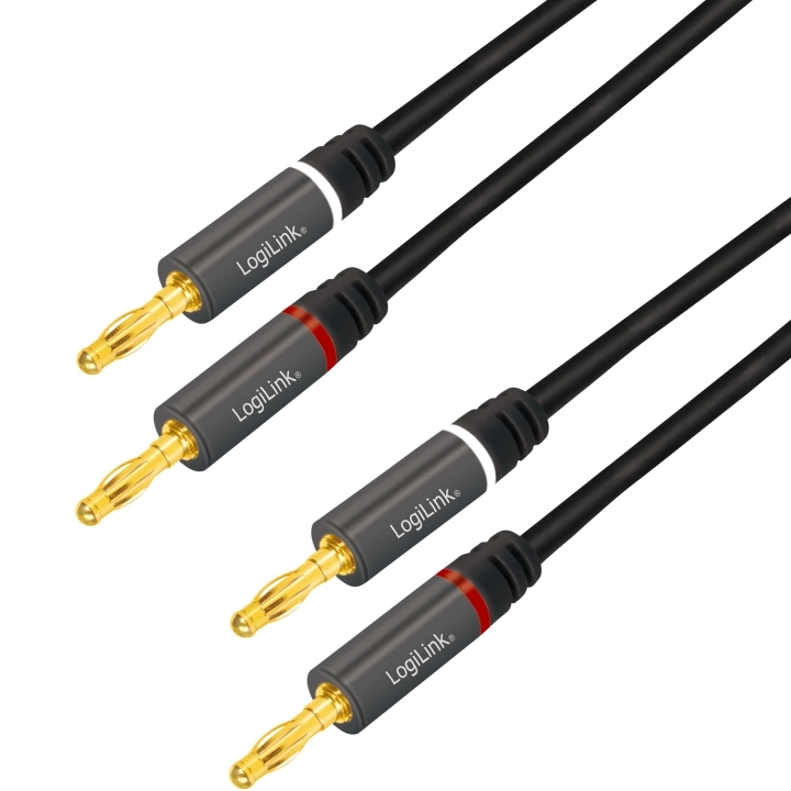 LogiLink Høyttalerkabel 2 x 2,5 mm² med banankontakter Svart 5 meter