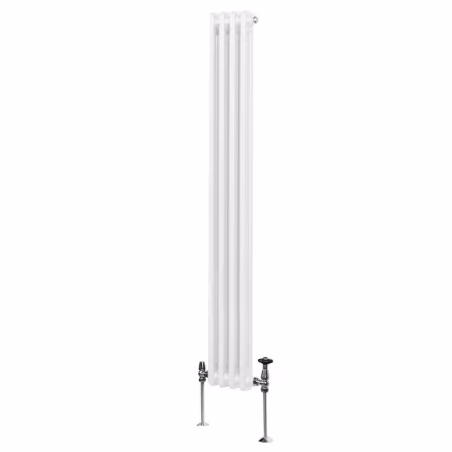 Tradisjonell vertikal radiator med 2 søyler - 1800x 202mm - Hvit