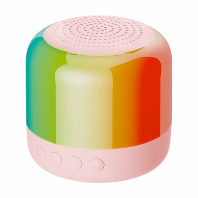 Høyttaler Bluetooth Stereo Surround Trådløs Mini Subwoofer med RGB-lys - Rosa