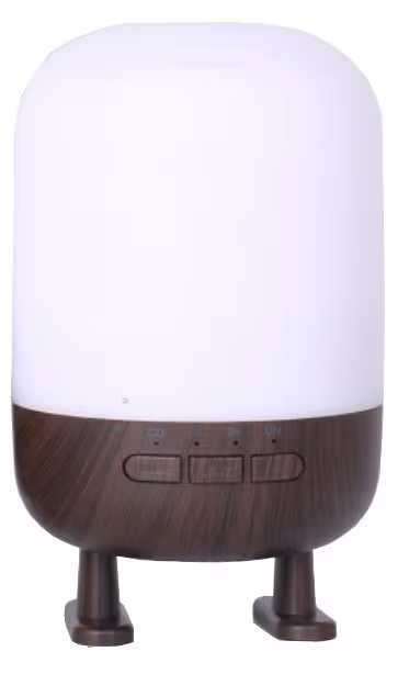 Luftfukter med høyttaler og lampe, mørkt tredesign