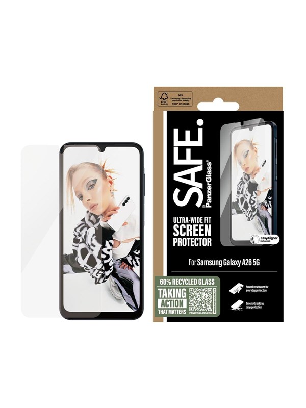 SAFE by PanzerGlass Screen Protector Samsung Galaxy A26 5G | Ultra-Wide Fit w. Aligner