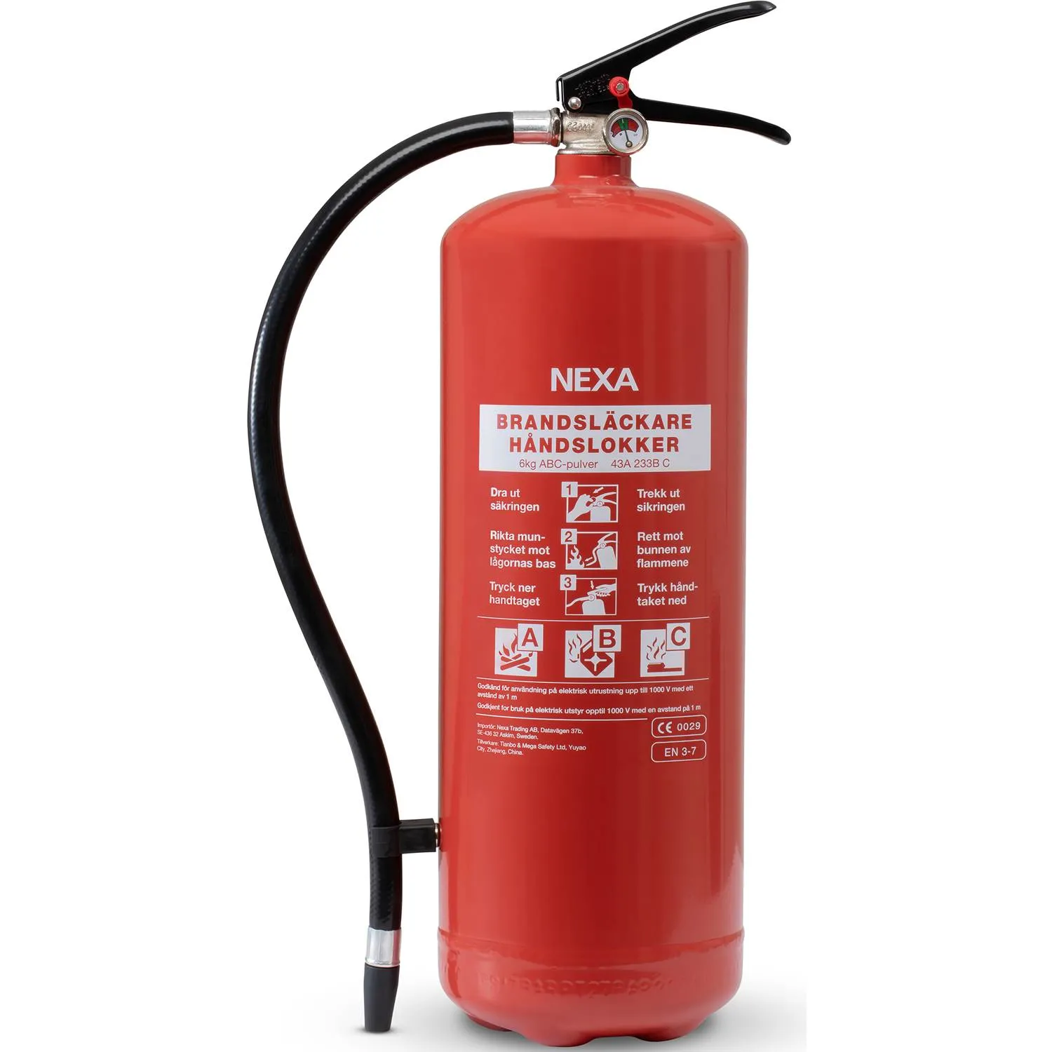 Nexa Pulversläckare 6 kg 43A Röd