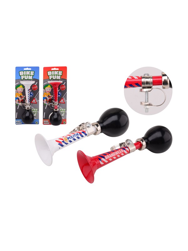 John Toy Bike Fun metal bikehorn fire / police - assorted