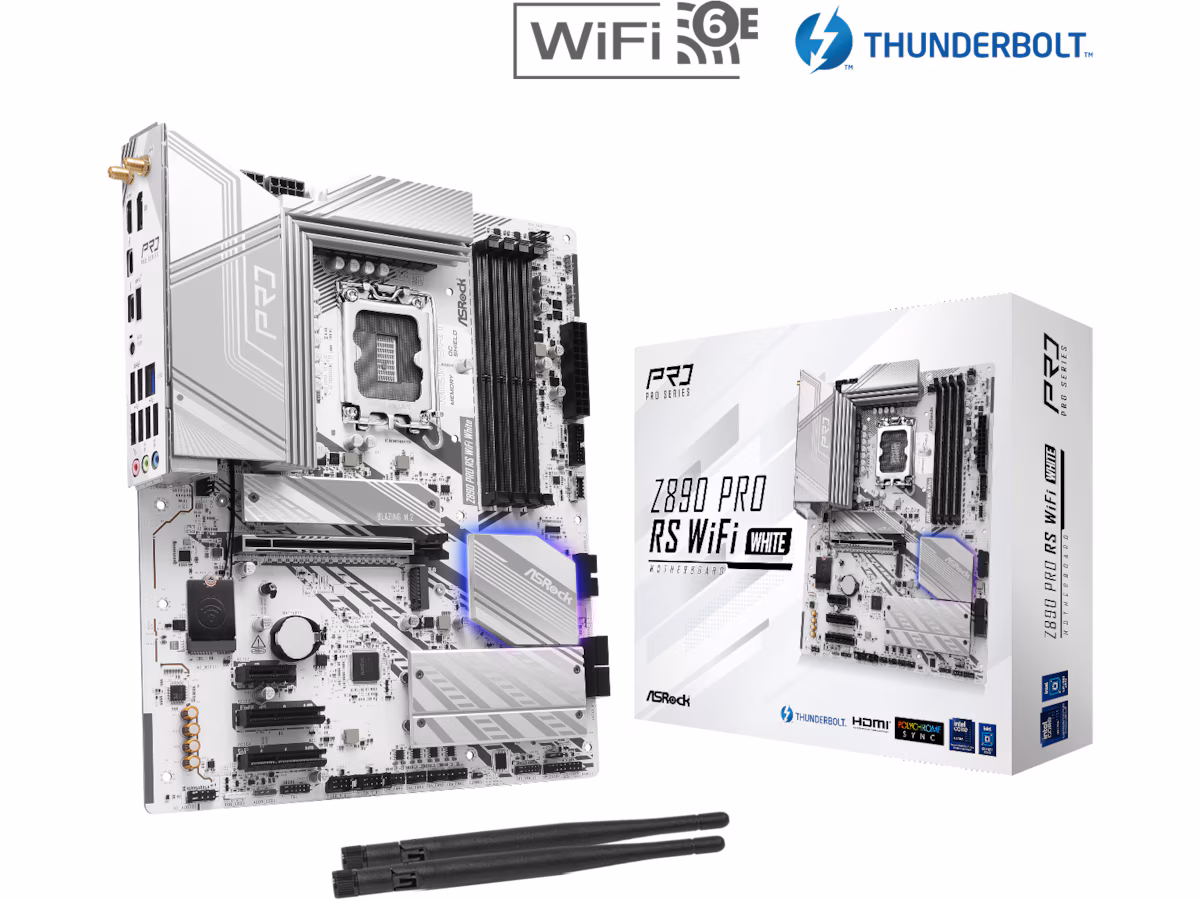 ASRock Z890 PRO RS WIFI WHITE Hovedkort - Intel Z890 - Intel LGA1851 socket - DDR5 RAM - ATX