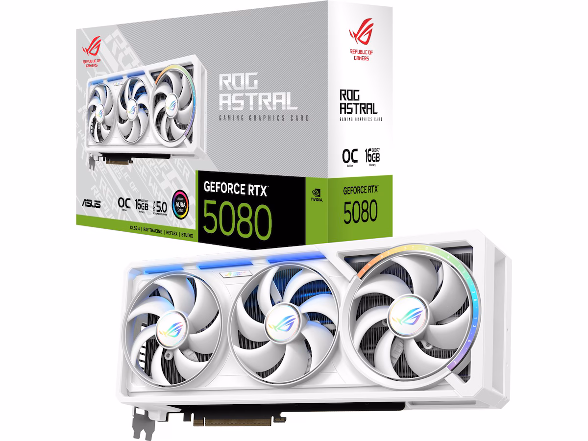 ASUS GeForce RTX 5080 ROG Astral White OC - 16GB GDDR7 RAM - Grafikkort