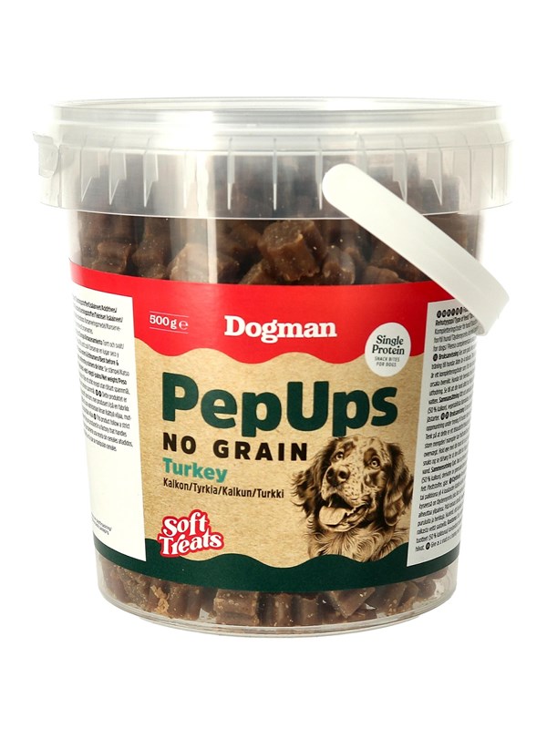 Dogman Pep Ups No Grain Kalkun Hundegodbiter 500g