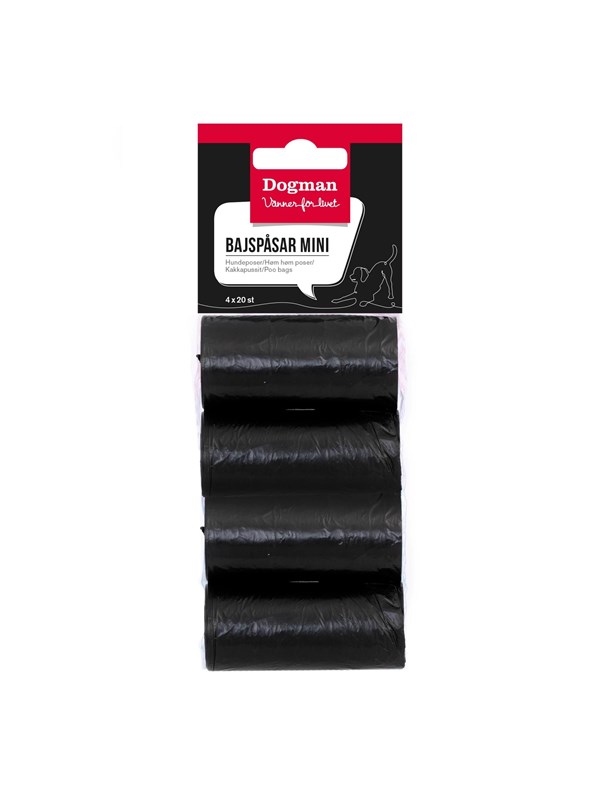 Dogman Kompakte Svarte Mini Hundeposer (4x20 Pakke)