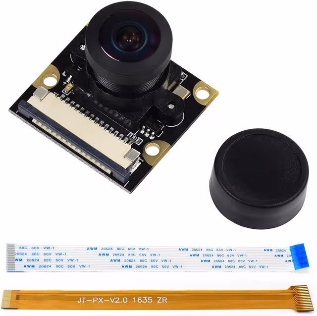 Waveshare Raspberry Pi Camera Module Kit 1080p fiskeøyeobjektiv med bredere synsfelt for alle versjoner av Raspberry Pi