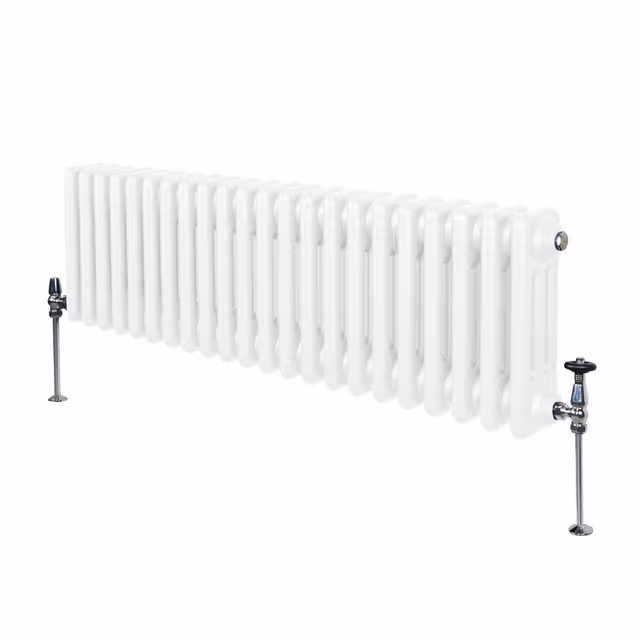 Tradisjonell horisontal 3-kolonne radiator - 300 x 1192 mm - Hvit