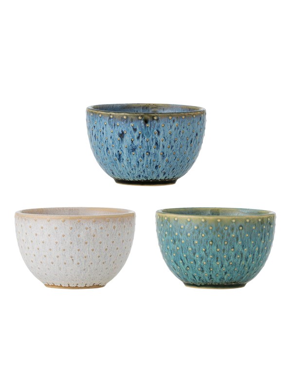 Bloomingville - Harriet Bowl (Set of 3) - Blue - Stoneware