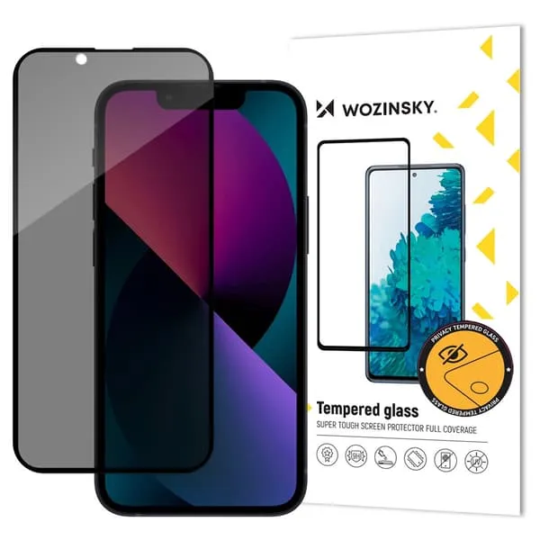 Wozinsky Privacy Glass herdet glass for iPhone 17e / 16e / 14 m.fl.