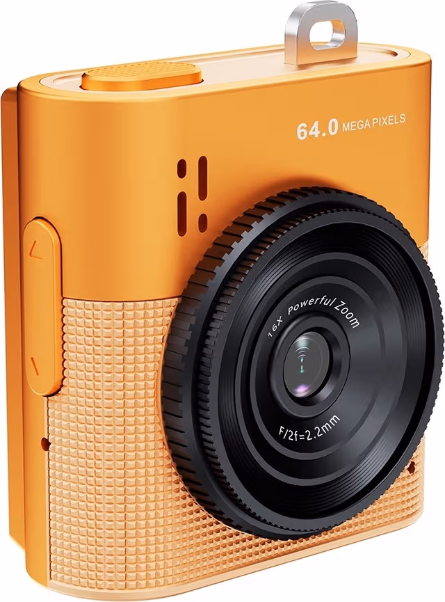 Kamera Digitalkamera 64MP 16x digital zoom 1,4"" IPS-skjerm Foto Video - Oransje