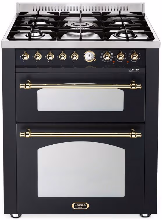 Lofra Komfyr - Dolce Vita 70 cm (2 ovner) (Sort/Messing) Gass