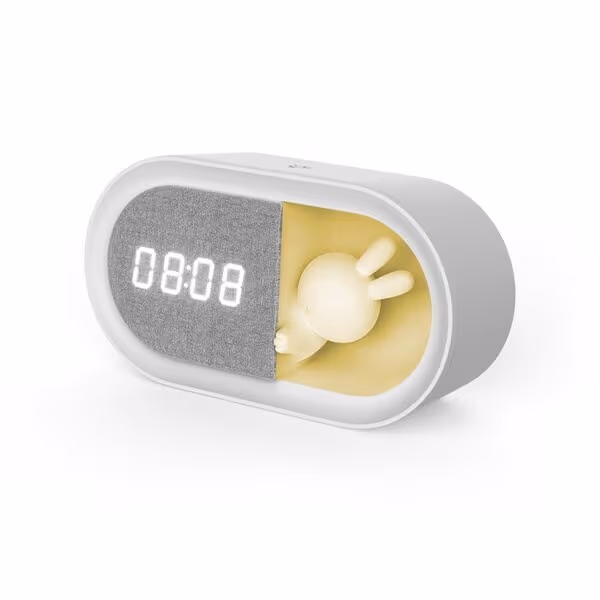 Forverer LED-vekkerklokke med nattlys - Bunny/White