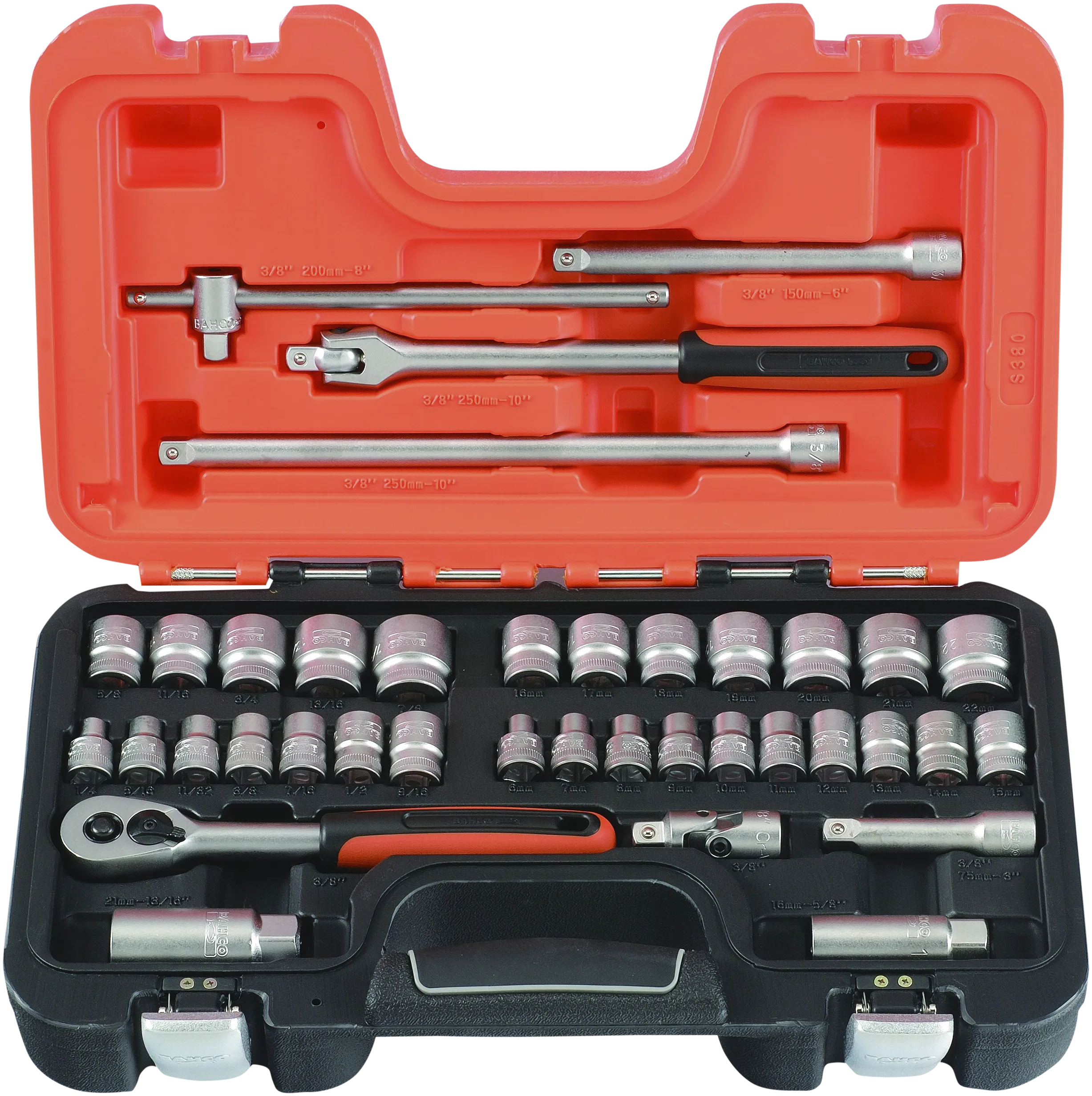 Topnøkkelsett mm&tommer 3/8" firk.S380