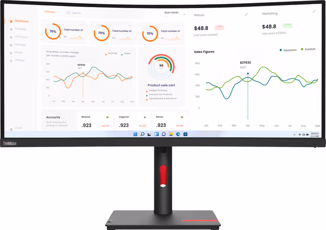 Lenovo ThinkVision T34w-30 34" LCD skjerm 63D4GAT1EU (raven black)